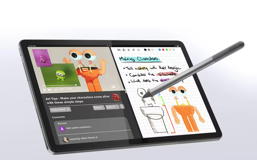 레노버탭 M11 스타일러스펜으로 그림 작업을 하는 사진